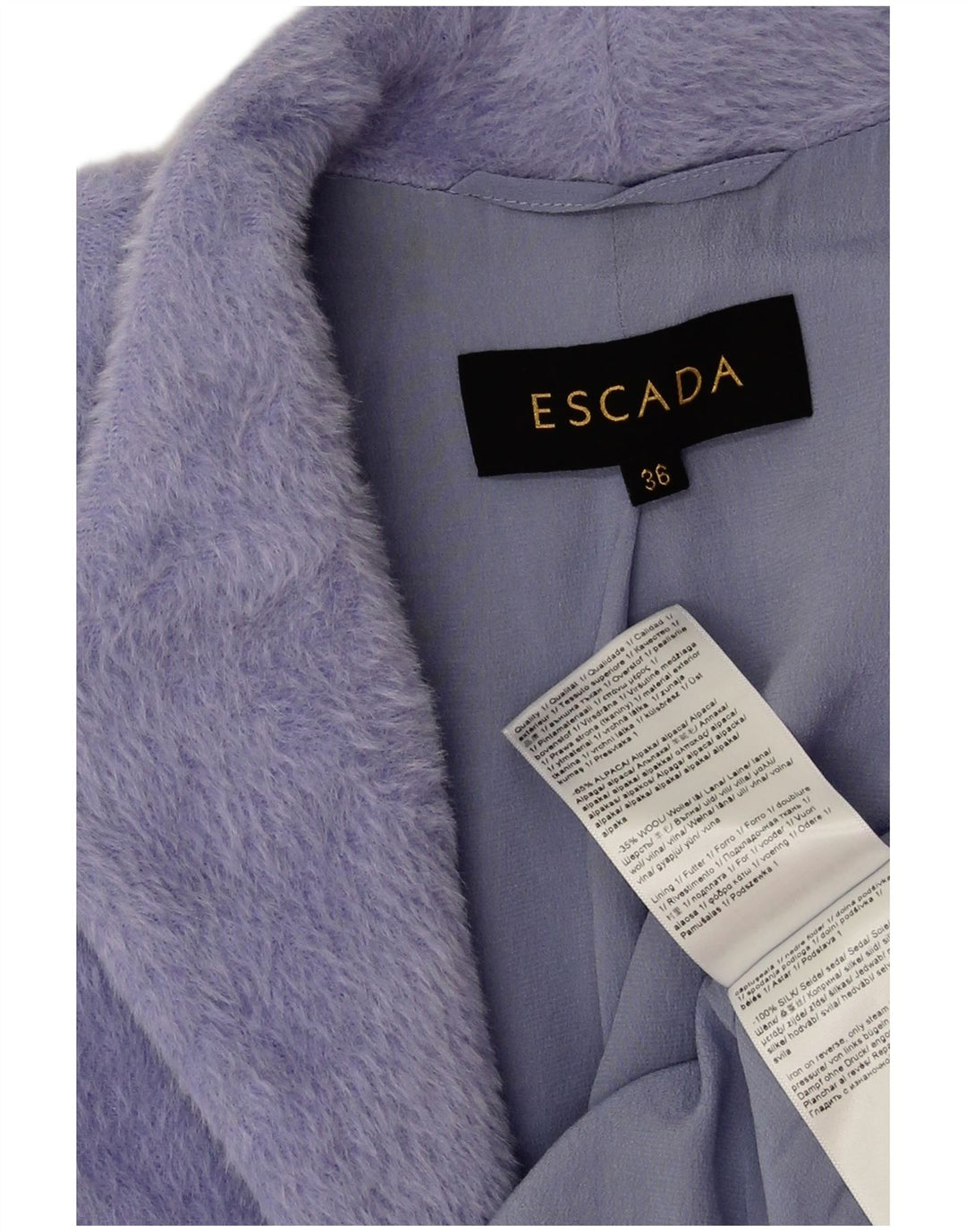 Escada Chaqueta tipo blazer abierta extragrande para mujer EU 36 Small Purple Lana de alpaca