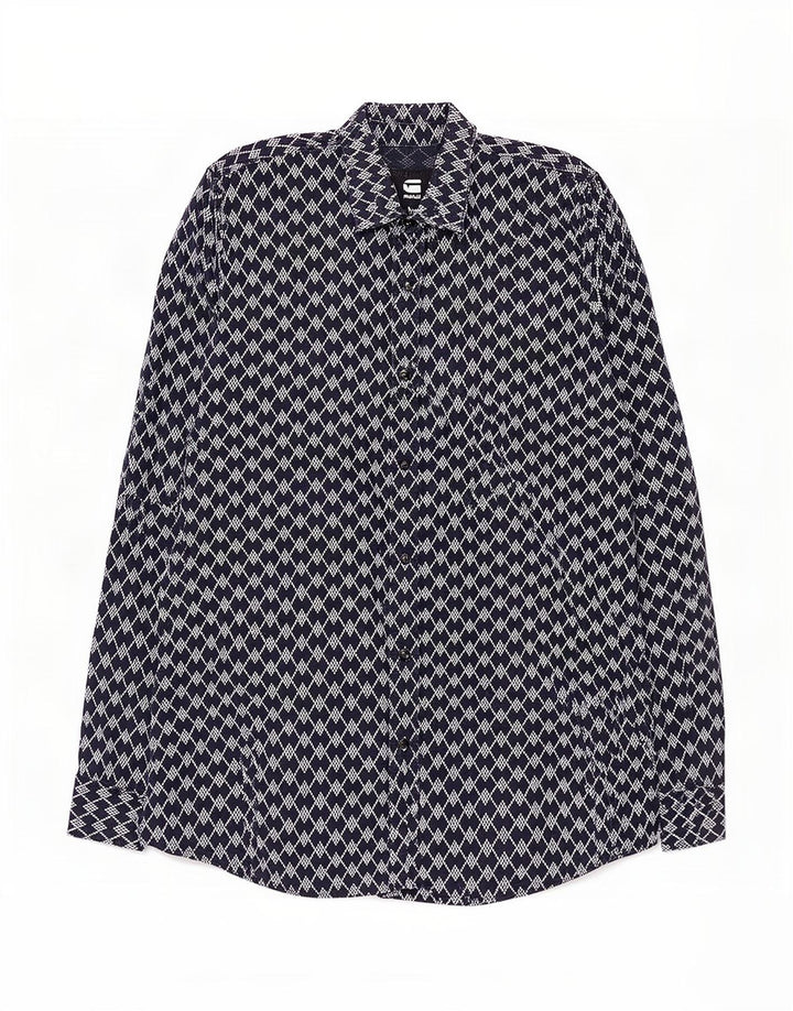 Camisa G-Star Hombre Algodón Geométrico Azul Marino Medio