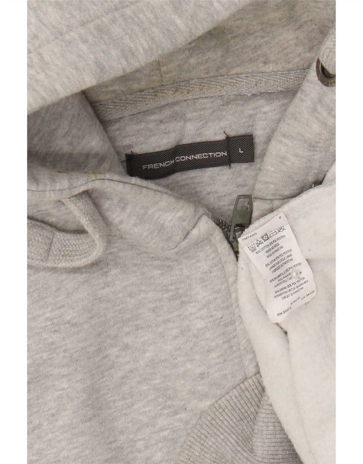 French Connection Suéter con capucha y cremallera de ajuste regular para hombre, talla grande, gris