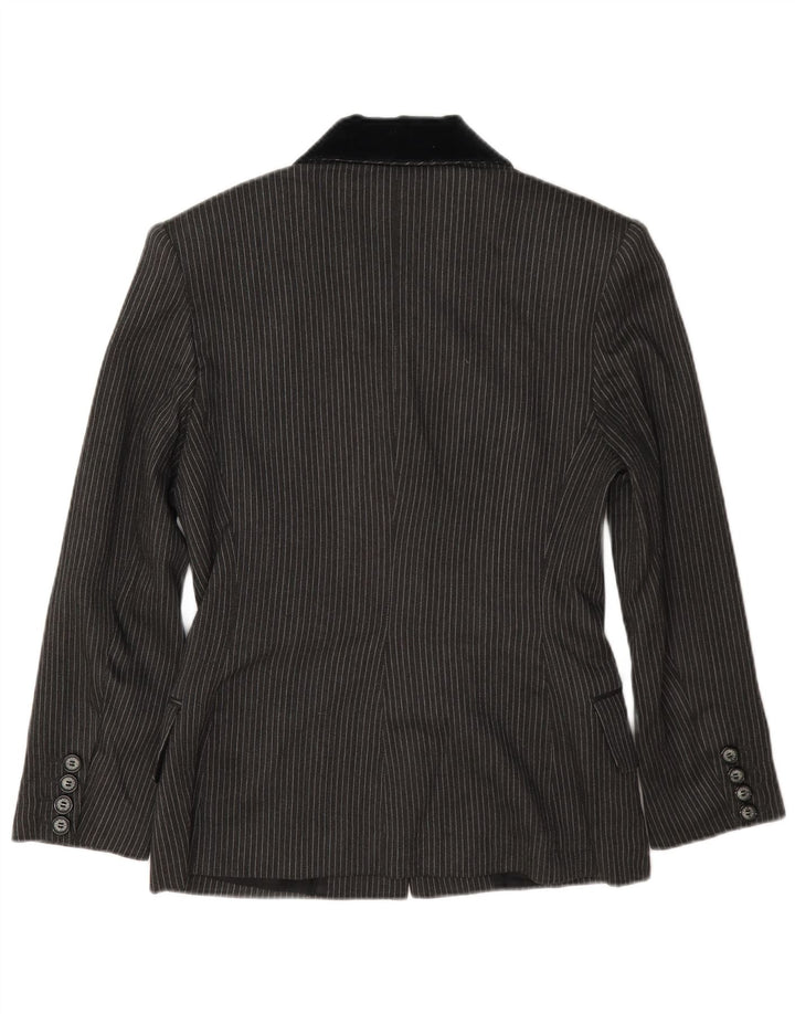 Laura Biagiotti Chaqueta tipo blazer de 3 botones para mujer IT 42 Gris medio Rayas diplomáticas