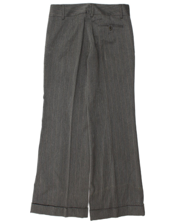 Zara Pantalón chino de pierna ancha para mujer EU 38 Small W28 L30 Gris a rayas