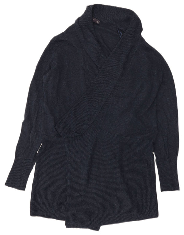Marks & Spencer Womens Longline Open Cardigan Sweater UK 16 Large Navy Blue