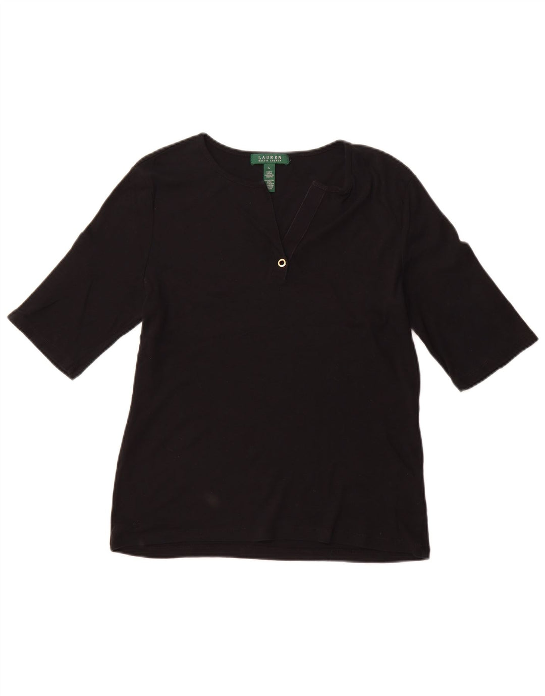 RALPH LAUREN Camiseta Mujer Top Grande Algodón Negro