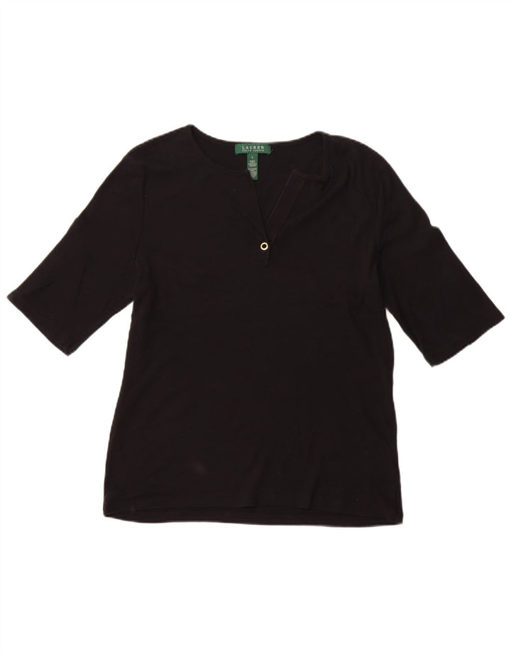 RALPH LAUREN Camiseta Mujer Top Grande Algodón Negro