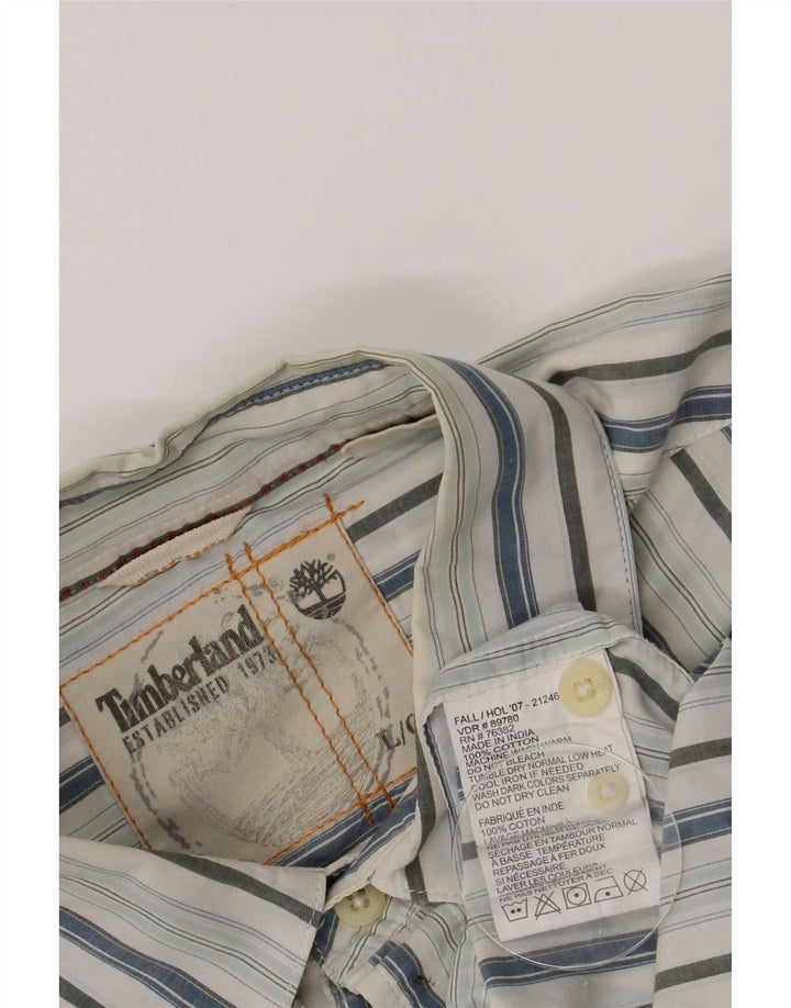 Camisa Timberland Hombre Grande Algodón A Rayas Azul