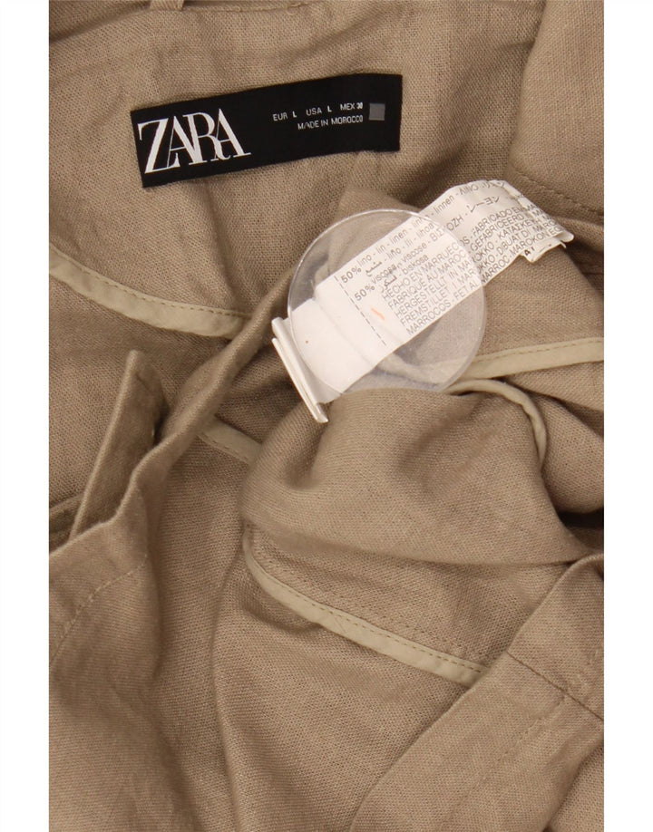 Zara Chaqueta tipo blazer corta extragrande con doble botonadura para mujer UK 46 Large Khaki
