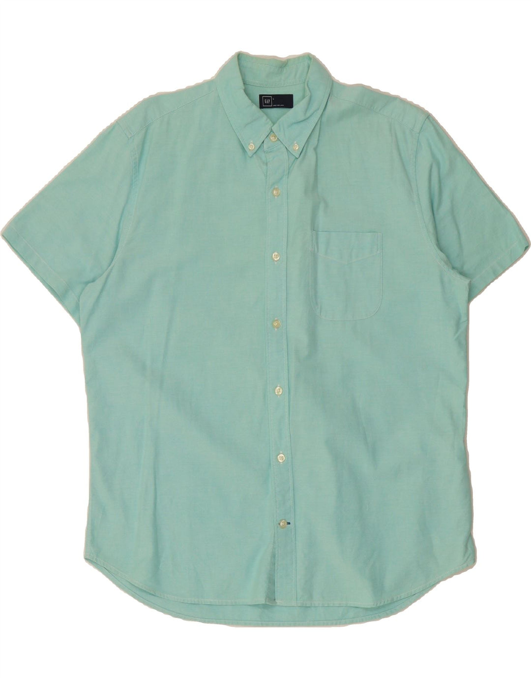 GAP Mens Short Sleeve Shirt Large Turquoise Cotton Vintage Gap and Second-Hand Gap from Messina Hembry 