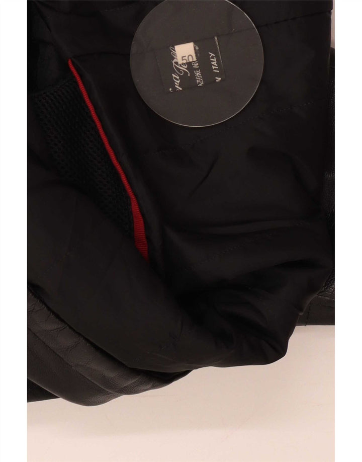 John and Son's Chaqueta de cuero para hombre IT 50 Grande Negro