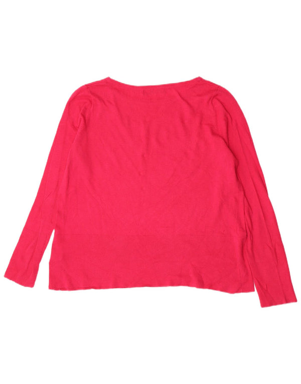 Marks & Spencer - Jersey para mujer con cuello barco, talla 14, algodón rosa grande