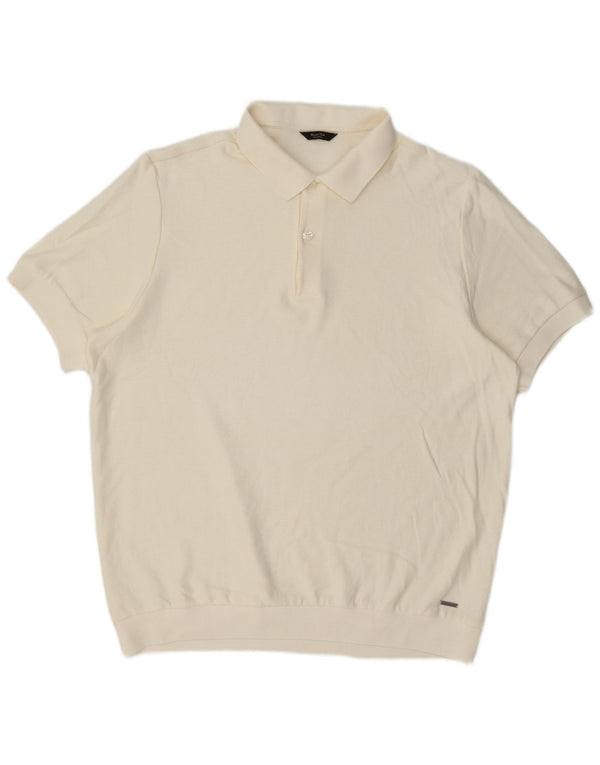 Massimo Dutti Jersey tipo jersey de manga corta para hombre con cuello tipo polo Large Off White