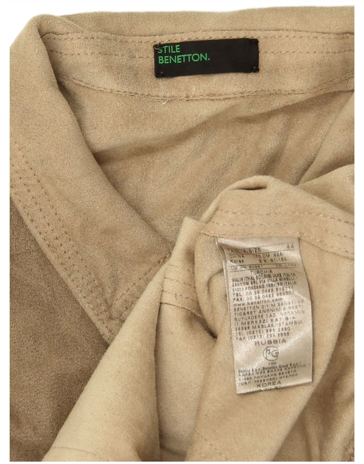 Cazadora Bomber Corta Benetton Mujer IT 44 Poliéster Beige Medio