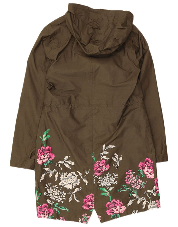 Chubasquero con capucha para mujer Joules UK 10 Small Khaki Floral Cotton