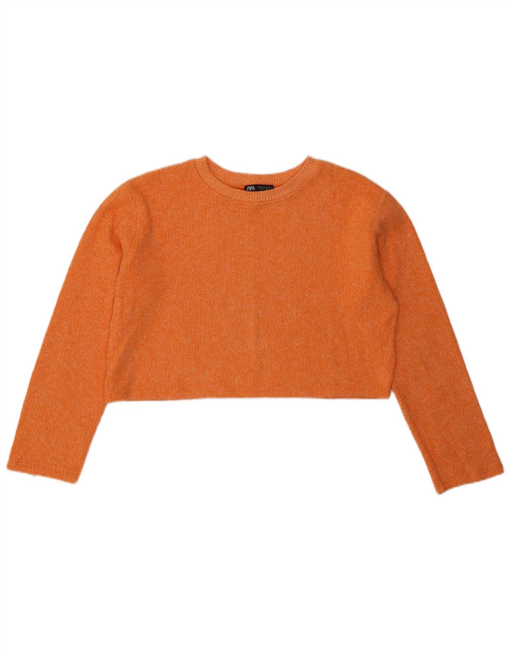 Zara Mujer Crop Oversize Top Manga Larga UK 10 Small Naranja