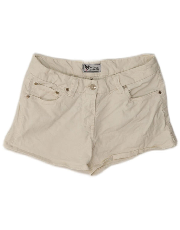 Pantalones cortos de mezclilla para mujer Avirex EU 40 Medium W27 Algodón blanco roto