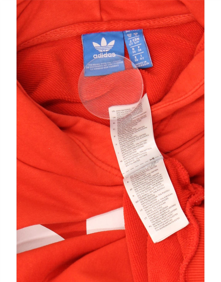 ADIDAS Sudadera con capucha gráfica de gran tamaño para mujer Reino Unido 10 Pequeño Algodón naranja