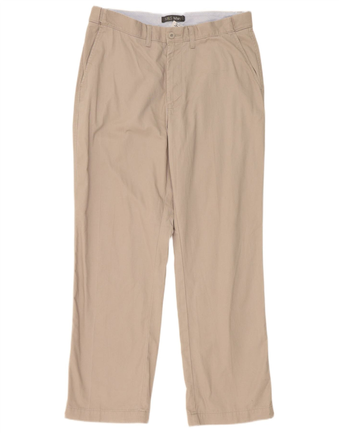 Marks & Spencer Pantalón chino recto para hombre W36 L31 Poliéster gris