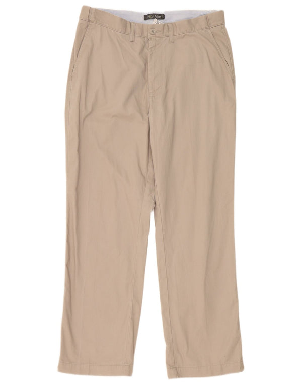 Marks & Spencer Pantalón chino recto para hombre W36 L31 Poliéster gris