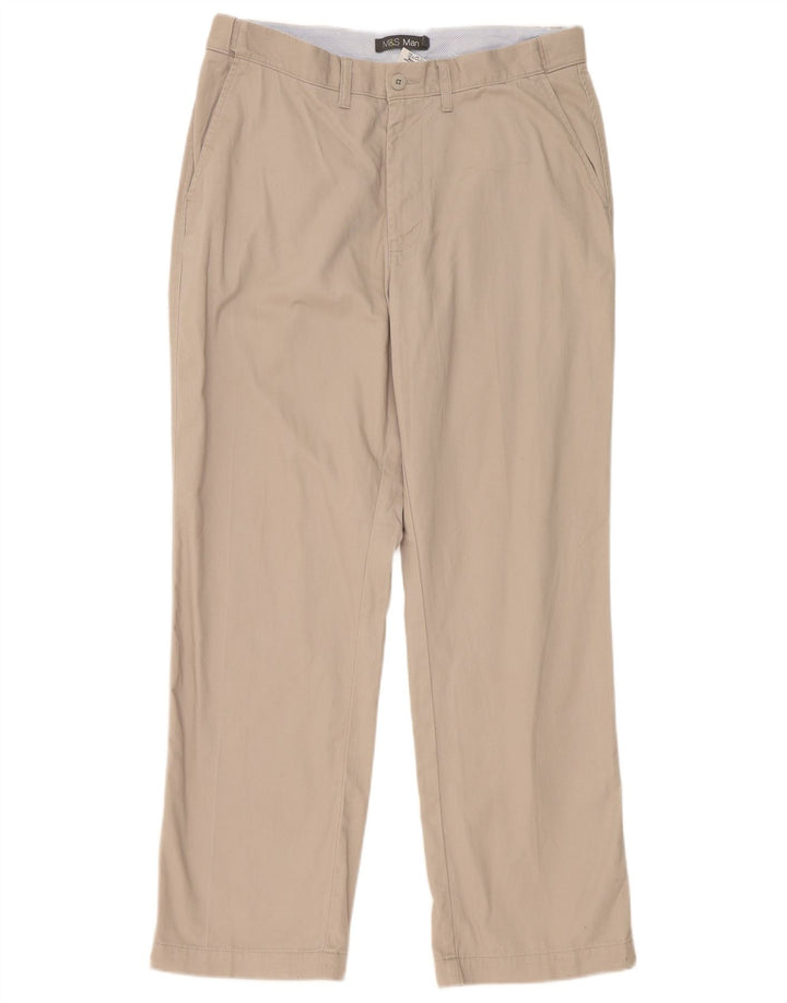 Marks & Spencer Pantalón chino recto para hombre W36 L31 Poliéster gris