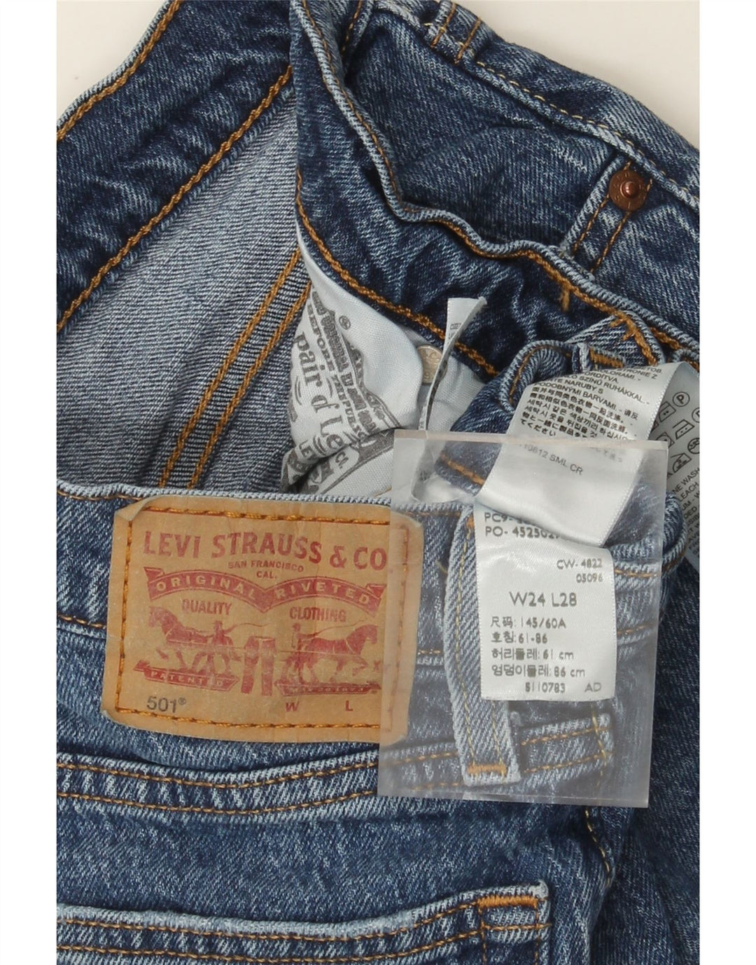 Vaqueros Levi's Mujer 501 Rectos W24 L28 Algodón Azul