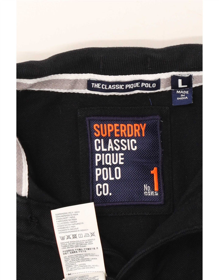 Superdry Polo para hombre de algodón negro grande