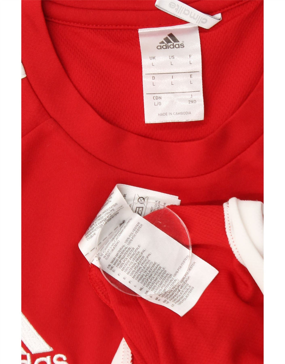 Adidas Hombre Climalite Camiseta Top Grande Rojo Colorblock Poliéster