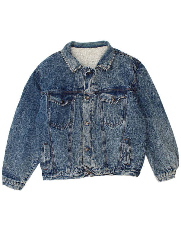 Vintage Hombres Sherpa Denim Chaqueta IT 48 Algodón Azul Medio