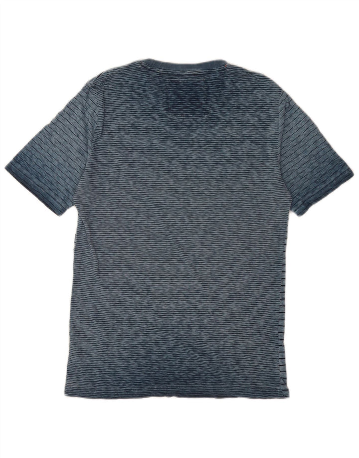 Superdry Hombre Camiseta Top Algodón Rayas Azul Medio