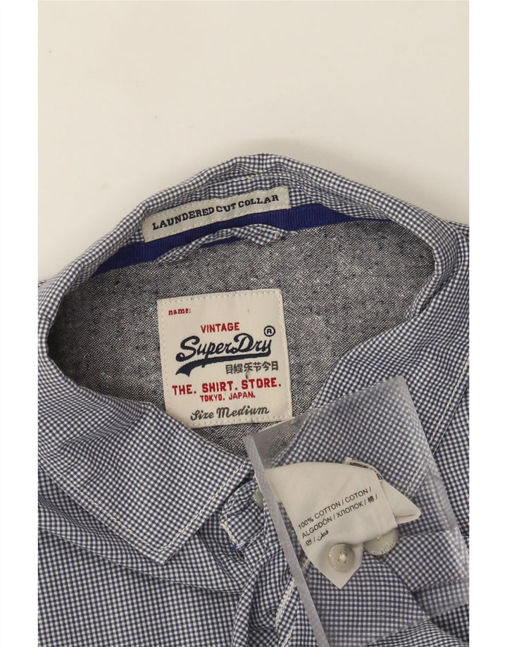 Camisa Superdry para hombre de algodón a cuadros en azul marino mediano