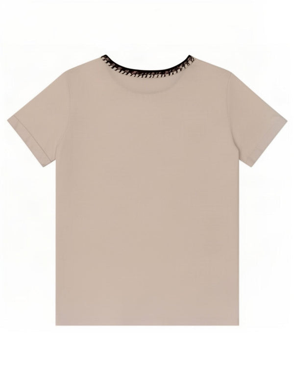 Zara Mujer Camiseta Top UK 10 Small Blanco Colorblock