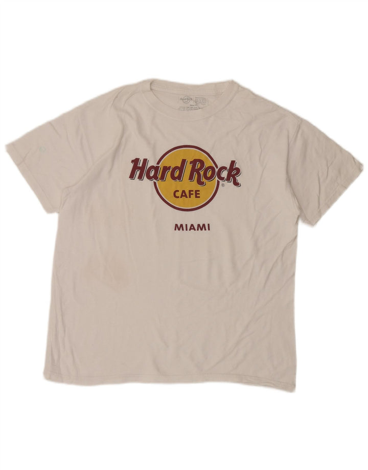 Hard Rock Mujer Miami Graphic Camiseta Top UK 40 Medio Algodón Blanco