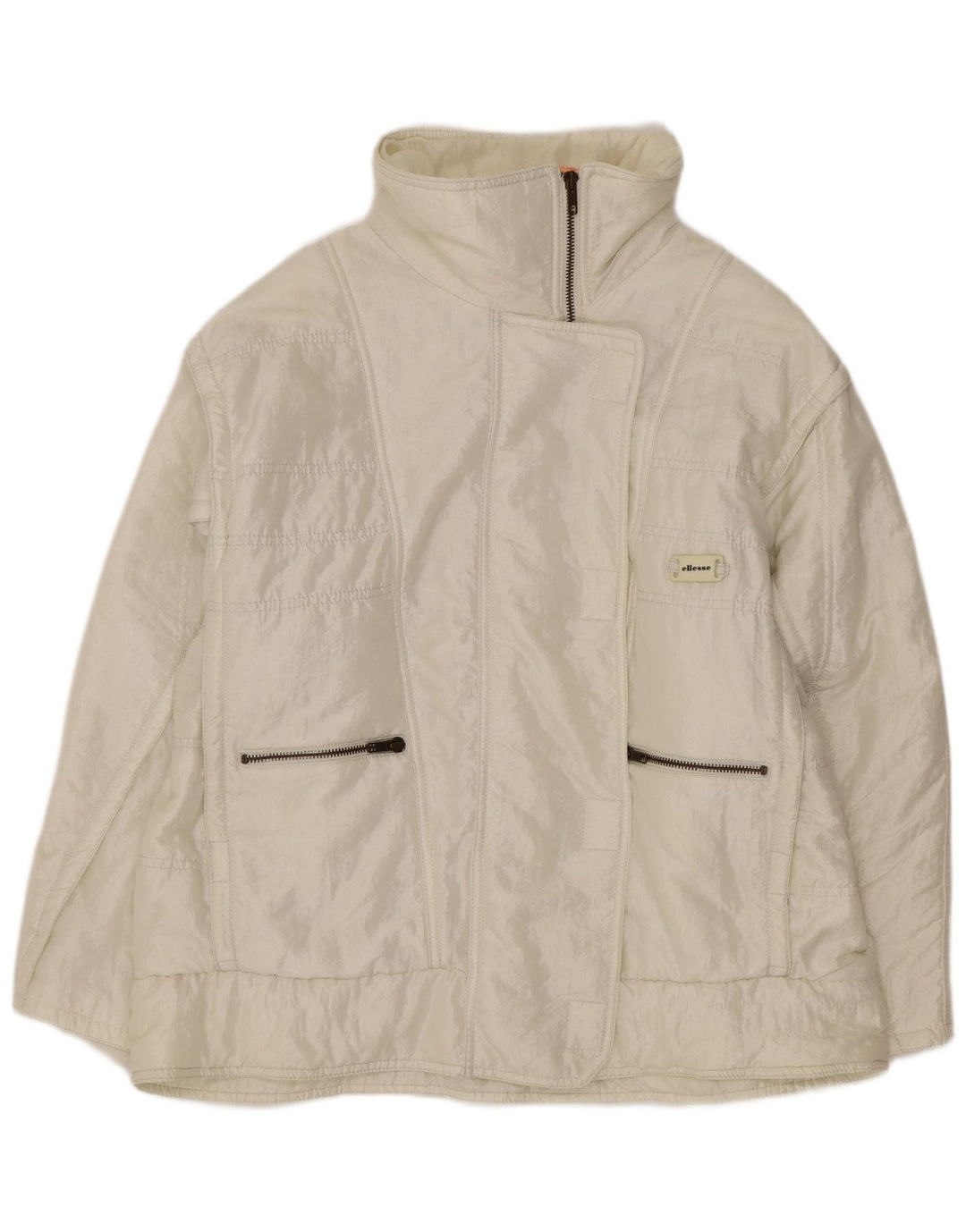 Chaqueta acolchada holgada para mujer Ellesse IT 48 XL Nylon blanco Retro