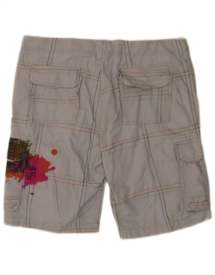 Desigual Shorts Cargo Gráficos Para Hombre W36 Algodón A Cuadros Gris Grande