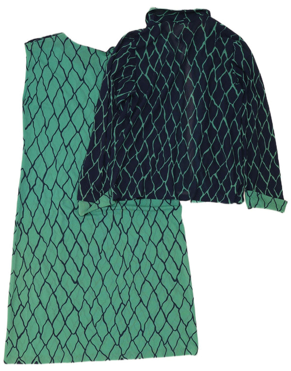 Conjunto vintage de 2 piezas para mujer IT 46 Large Green Argyle/Diamond