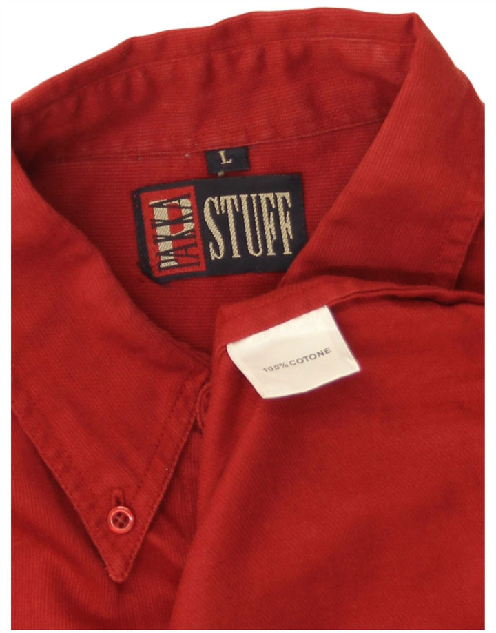 Camisa vintage para hombre de algodón burdeos grande