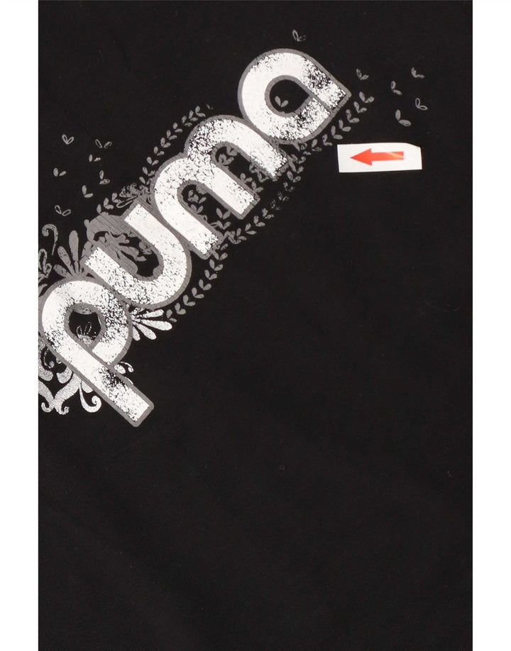 Puma Mujer Regular Graphic Camiseta Top UK 12 Mediano Negro Algodón