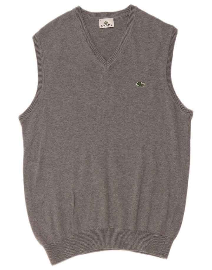 Lacoste - Camiseta sin mangas para hombre, talla 3, algodón gris pequeño