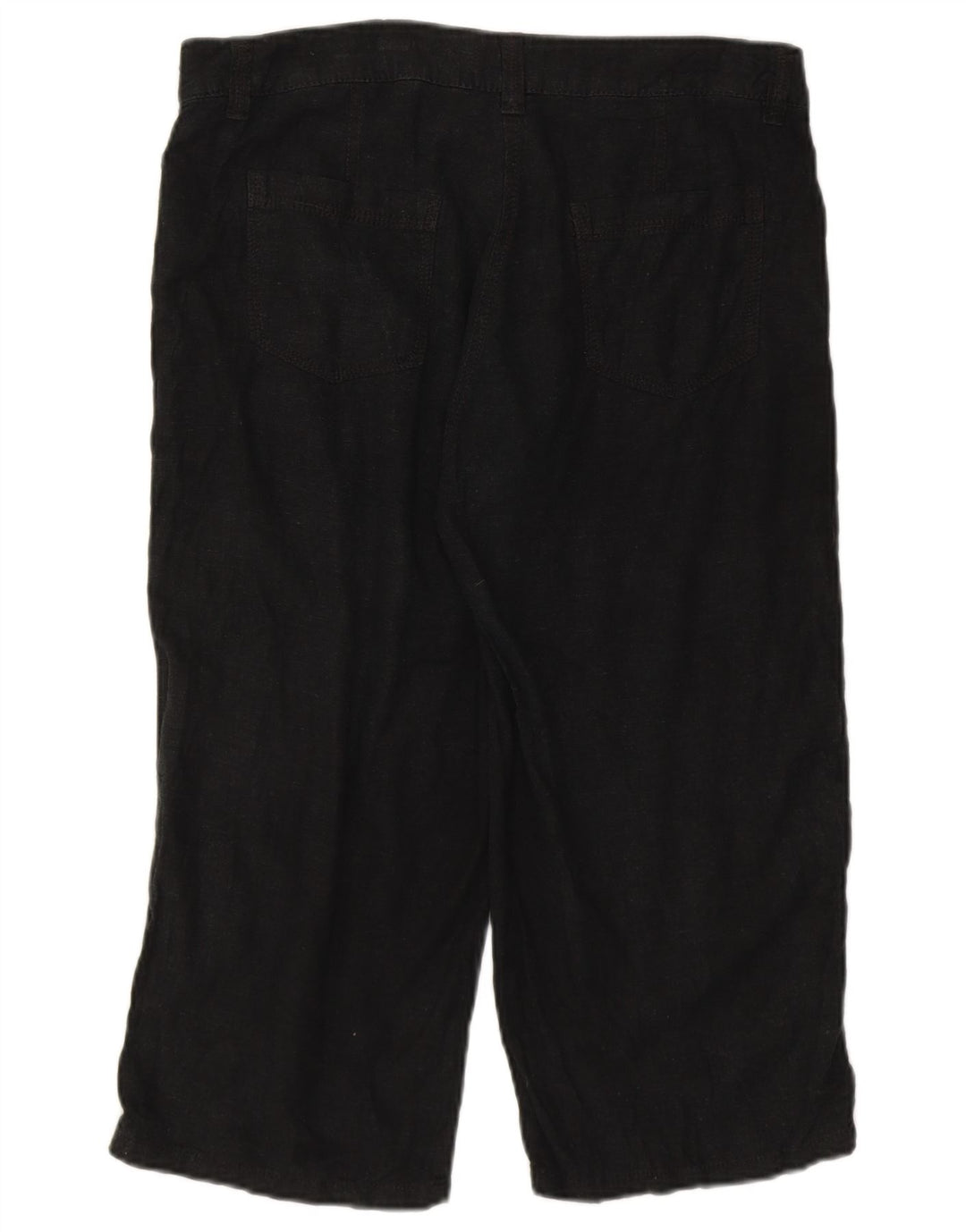 Marks & Spencer Pantalones Capri para Mujer UK 12 Medium W32 Lino Negro
