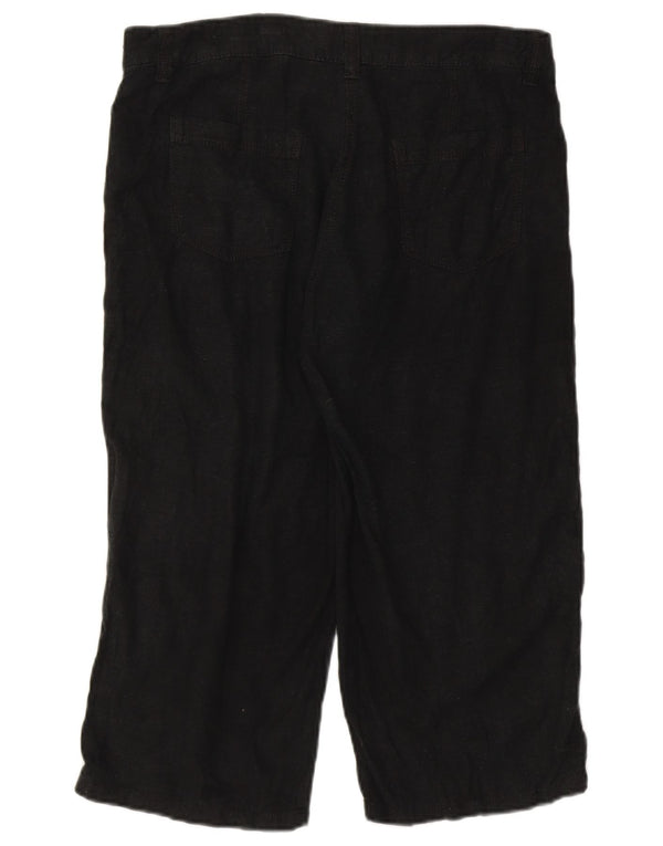 Marks & Spencer Pantalones Capri para Mujer UK 12 Medium W32 Lino Negro