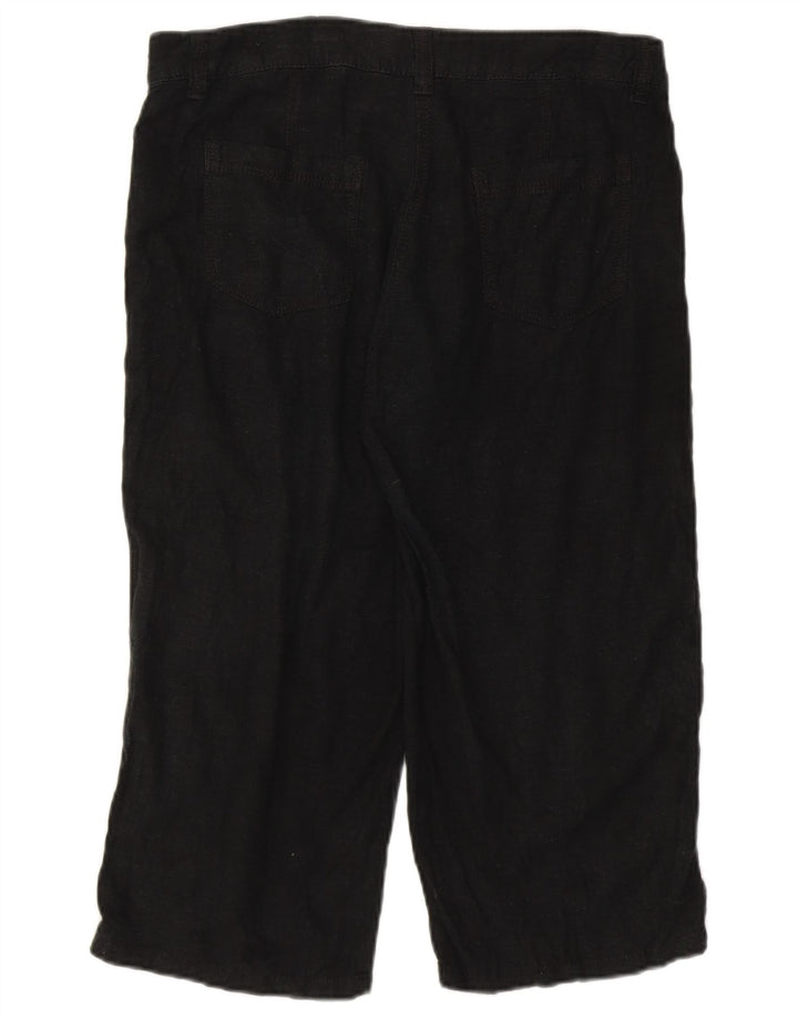 Marks & Spencer Pantalones Capri para Mujer UK 12 Medium W32 Lino Negro