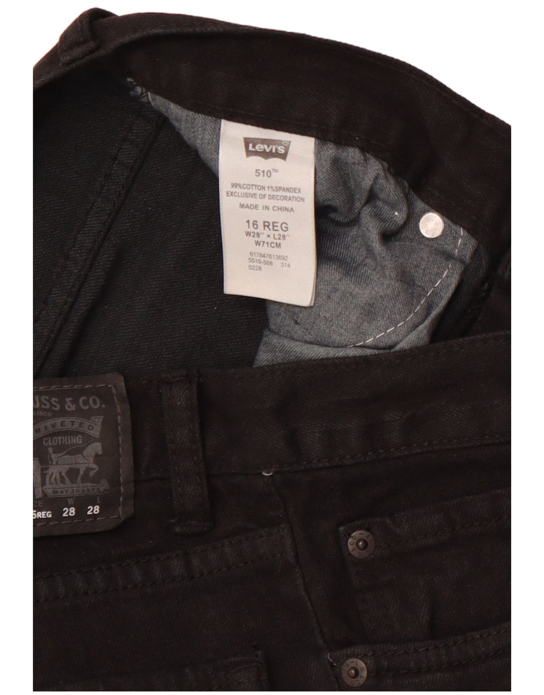 LEVI'S Vaqueros pitillo 510 para niña 15-16 años W28 L28 Algodón negro
