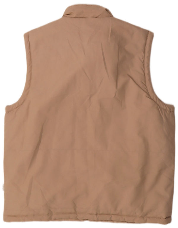 Vintage hombres utilidad chaleco Reino Unido 42 XL poliéster beige