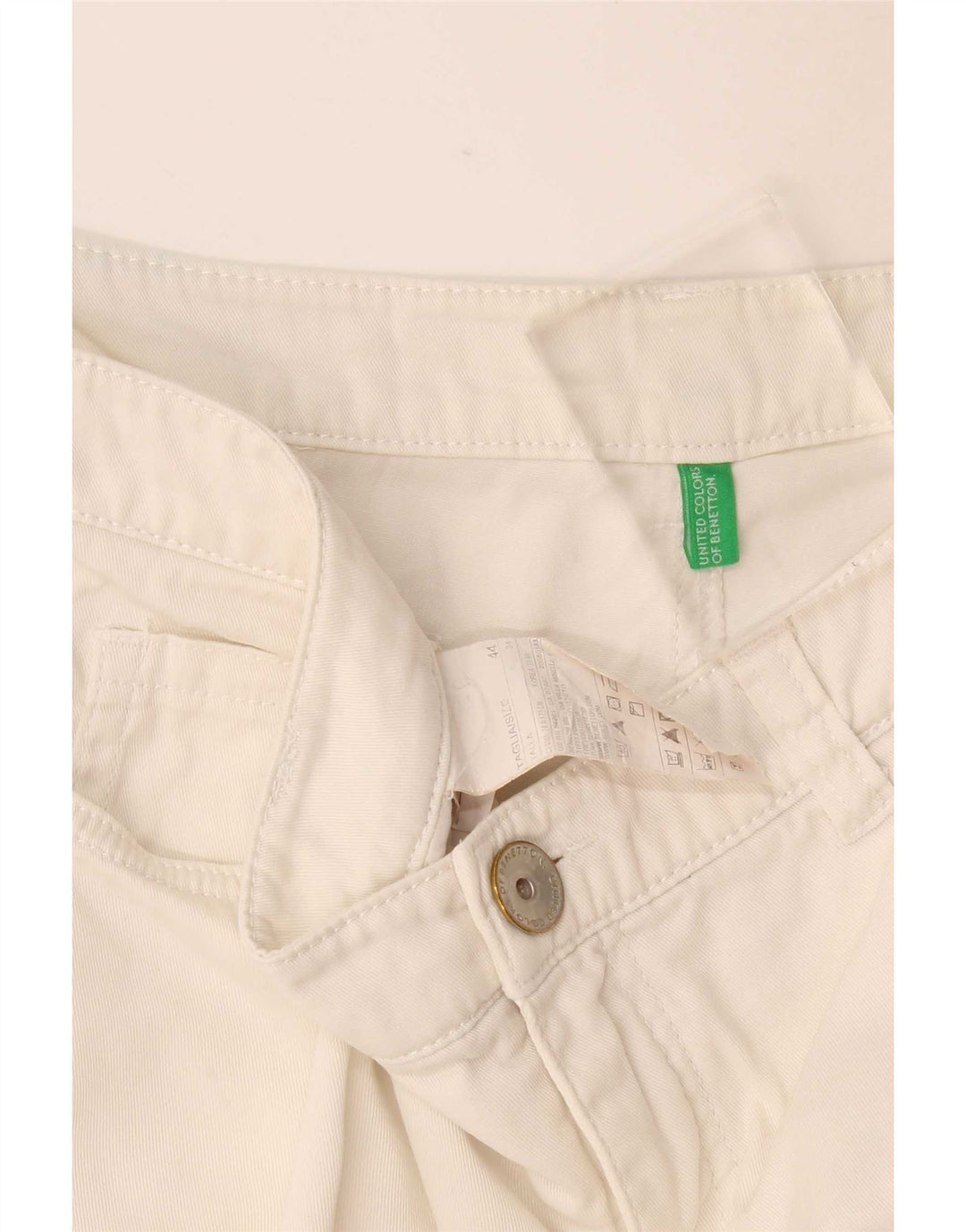 Pantalones Cortos Benetton Mujer IT 44 Medium W34 Blanco Algodón