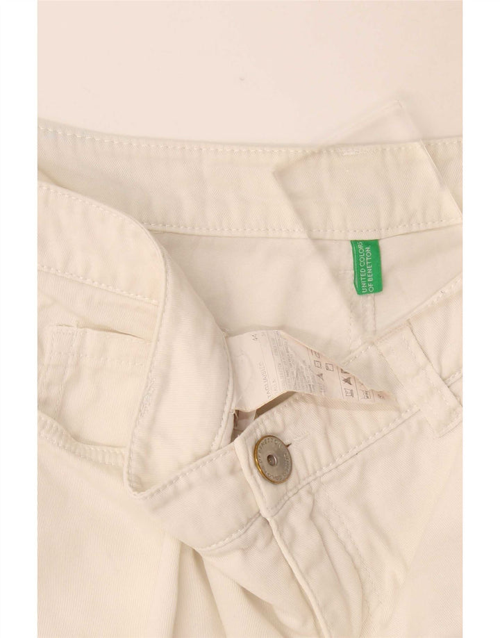 Pantalones Cortos Benetton Mujer IT 44 Medium W34 Blanco Algodón