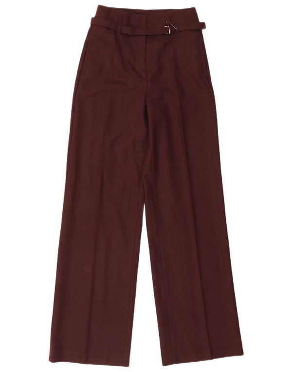 Massimo Dutti Pantalones Casuales De Pierna Ancha Mujer EU 36 XS W26 L33 Burdeos