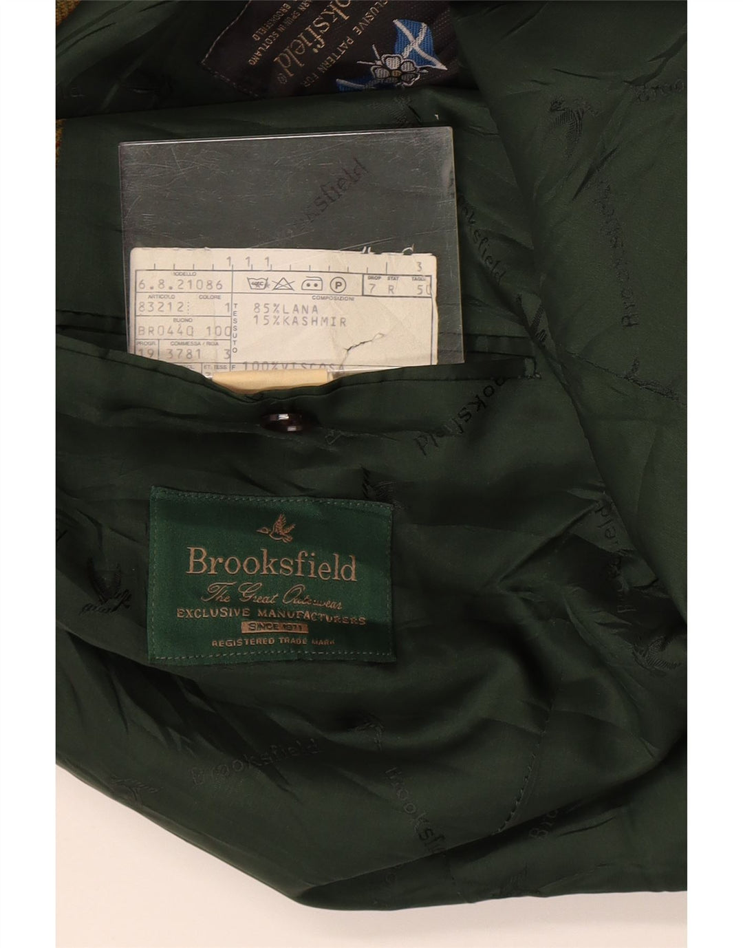 Brooksfield Chaqueta tipo blazer de 2 botones para hombre IT 50 Lana a cuadros verde grande