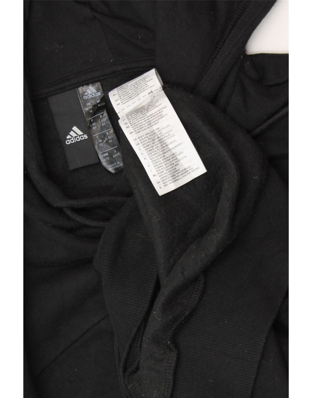 ADIDAS Jersey con capucha extragrande para mujer Reino Unido 16/18 Grande Algodón negro