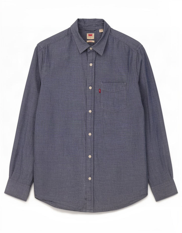 Levi's Camisa de corte estándar para hombre, tamaño grande, algodón azul marino