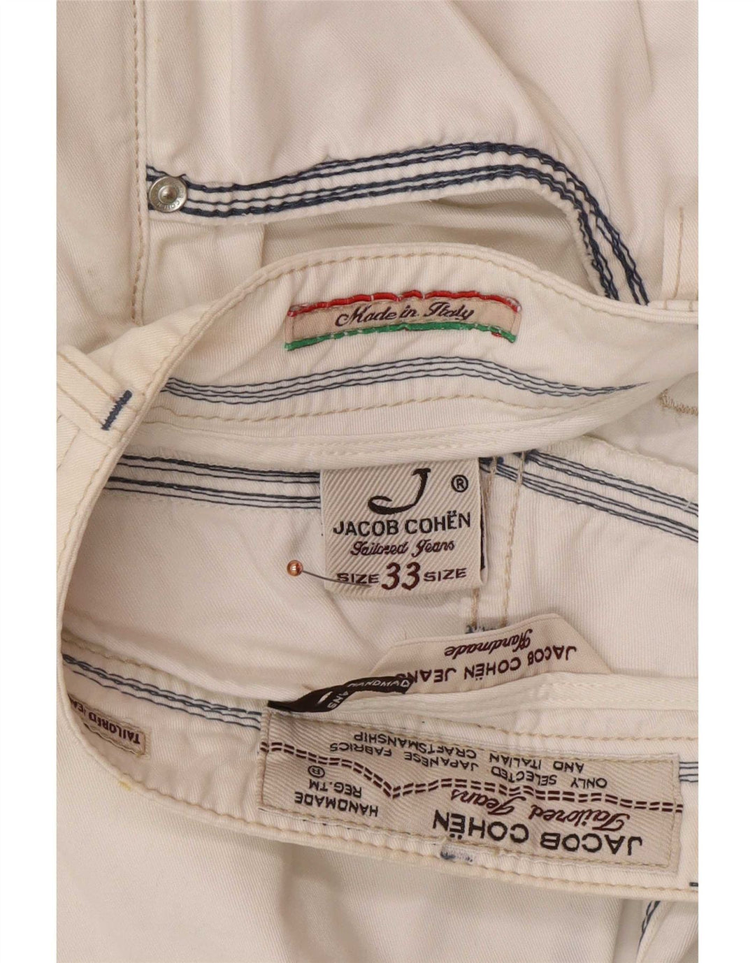 Jacob Cohen Vaqueros rectos para hombre W33 L31 Algodón blanco