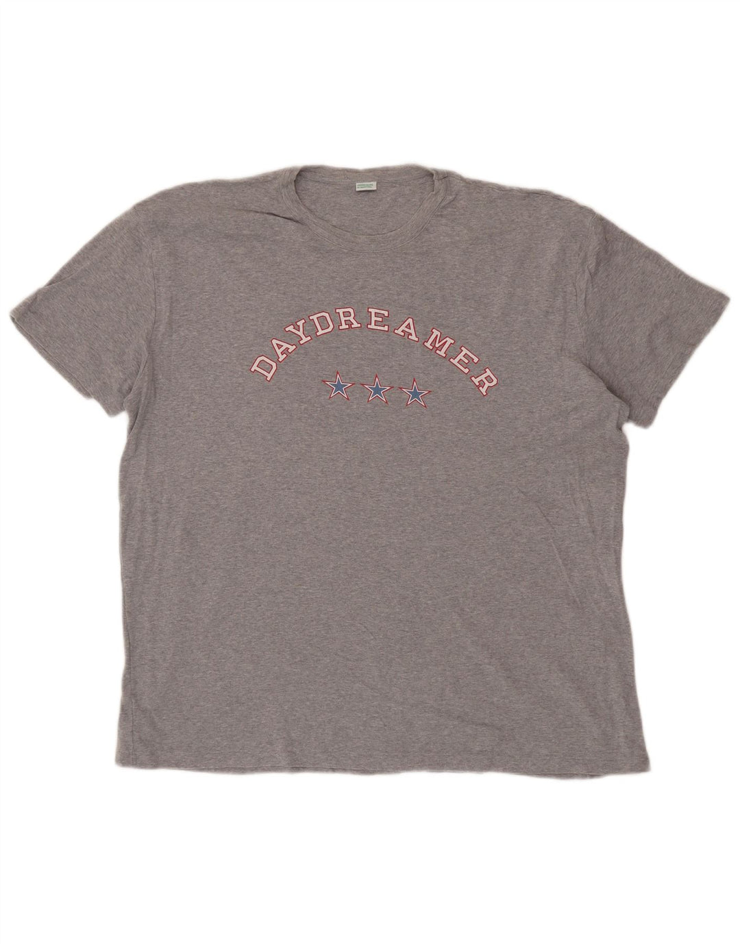 BENETTON Mens Graphic T-Shirt Top XL Grey Cotton