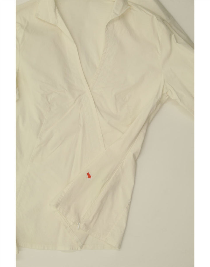 BENETTON Blusa camisera para mujer UK 42 Algodón blanco mediano